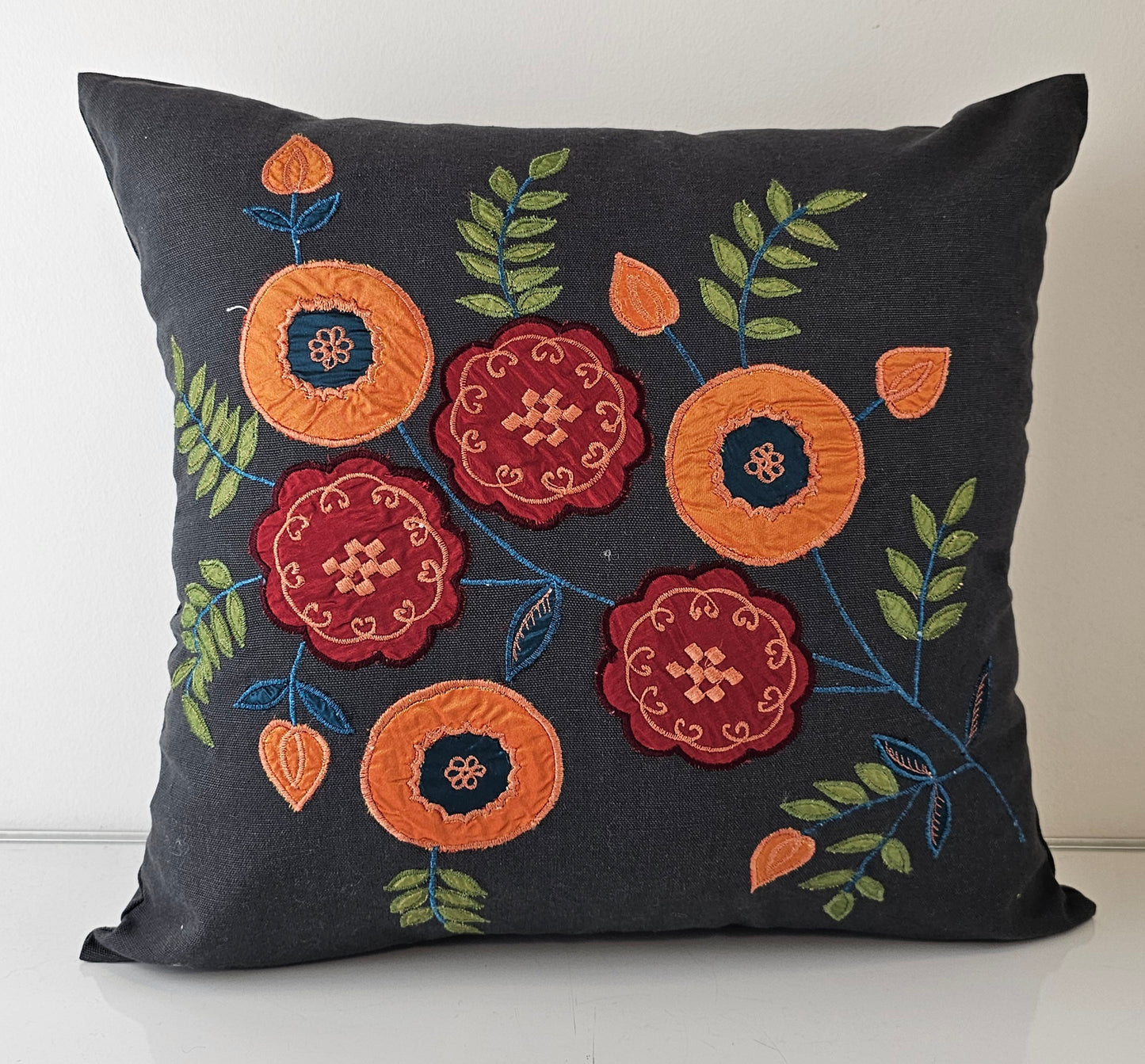 Poppy Cotton Throw Pillow Cover 17x17"