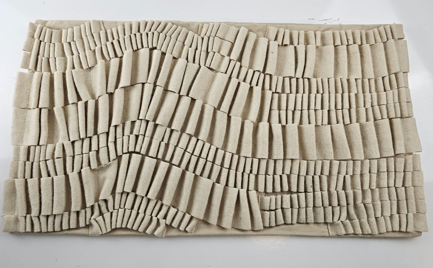 Waves Ivory Felted Wool Lumbar Pillow Cover 12x22"