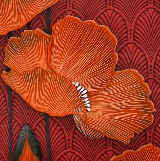 Art Deco Poppies Burnt Orange